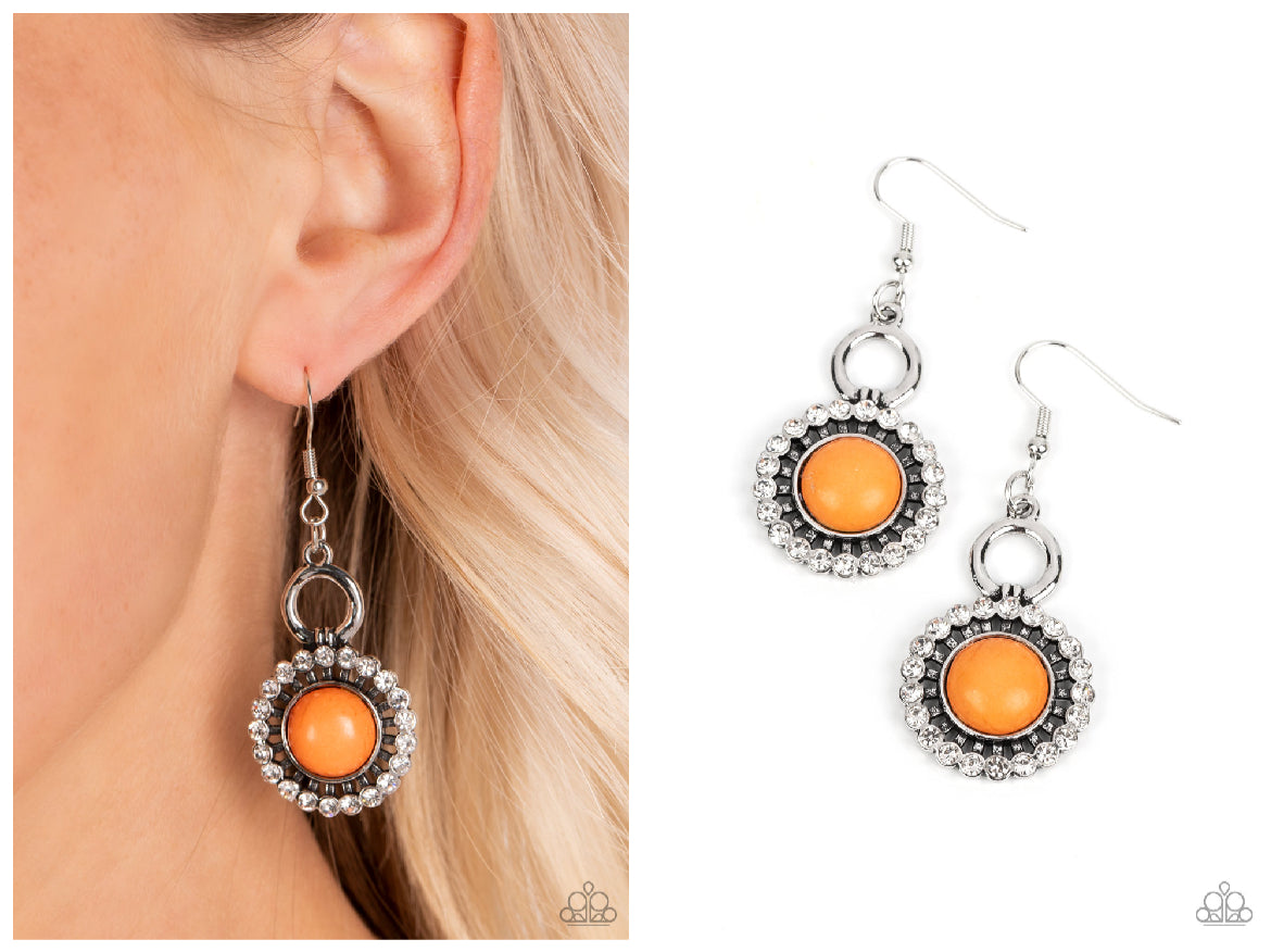 Mojave Mogul - Orange Stone and Silver Earrings - Paparazzi Accessories