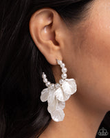 Frilly Feature - White Hoop Earring