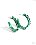 Fashionable Flower Crown - Green Hoop Earring