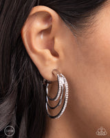 Triad Trek - White Clip-on Earring