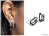 Safety Pin Secret - Black Hinge Hoop Earring