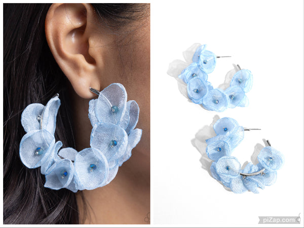 Petaled Pageant - Blue Hoop Earring