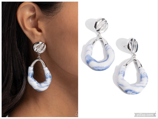 High-Sheen Swirls - Blue Post Earring