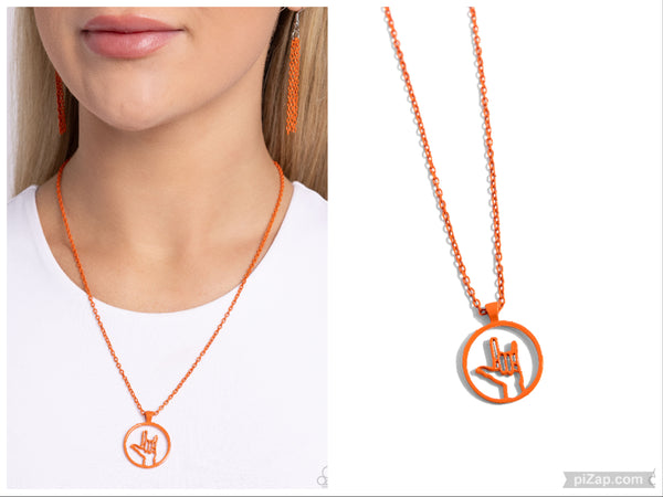 Abstract ASL - Orange Necklace