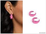 Colorful Curiosity - Pink Hinge Hoop Earring
