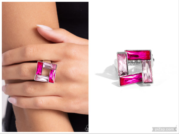 Sinuous Square - Pink Ring