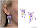 Japanese Blossoms - Purple Post Earring