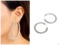 Scintillating Sass - White Hoop Earring