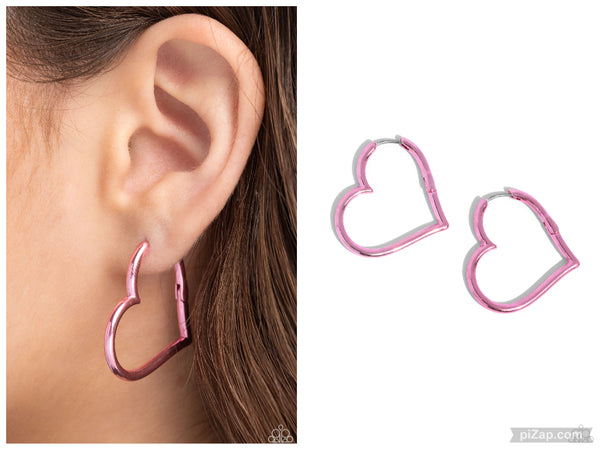 Loving Legend - Pink Hinge Hoop Earring