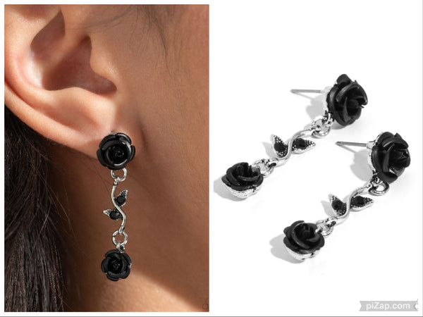 Led by the ROSE - Black Post Earring