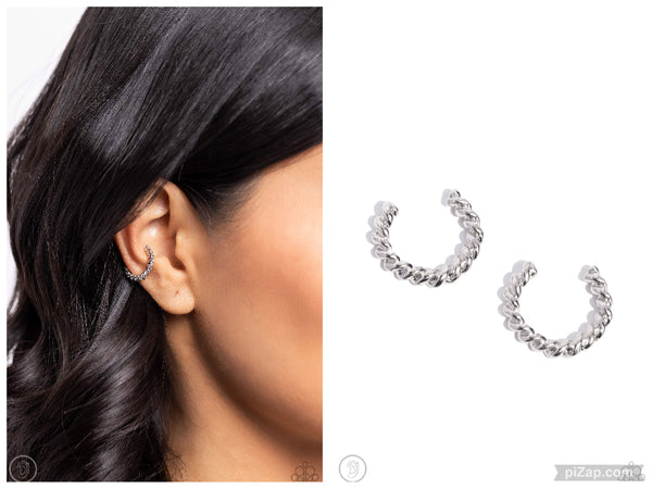 Twisted Travel - Silver Cuff Earring
