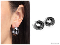 Patterned Past - Black Hoop Earring