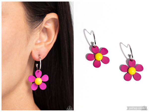 More FLOWER To You! - Pink Hoop Earring