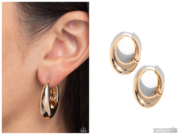 Oval Official - Gold Hinge Hoop Earring