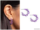 Colorful Cameo - Purple Hoop Earring