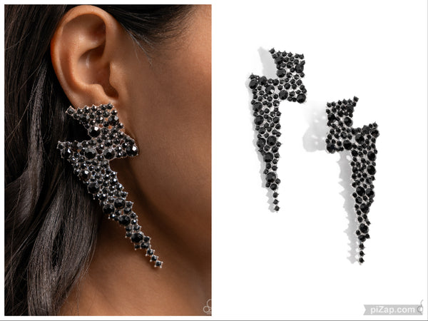 Electric Effulgence - Black Post Earring