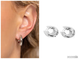 Textured Theme - Silver Hoop Earring