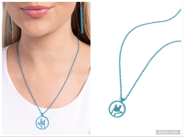 Abstract ASL - Blue Necklace