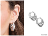 Oval Official - Silver Hinge Hoop Earring