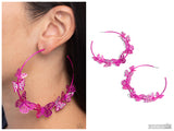 Shimmery Swarm - Pink Hoop Earring