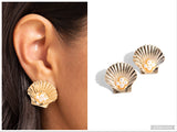 Oyster Opulence - Gold Post Earring
