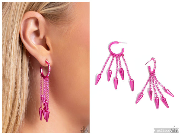 Piquant Punk - Pink Hoop Earring