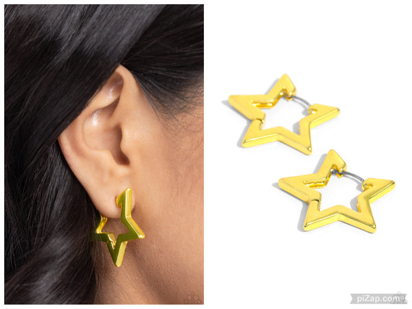 In A Galaxy STAR, STAR Away - Yellow Hoop Earring