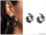 Curly Cadence - Black Hoop Earring