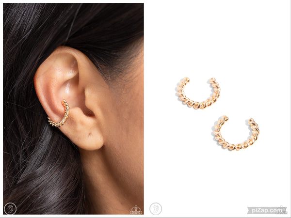 Twisted Travel - Gold Cuff Earring