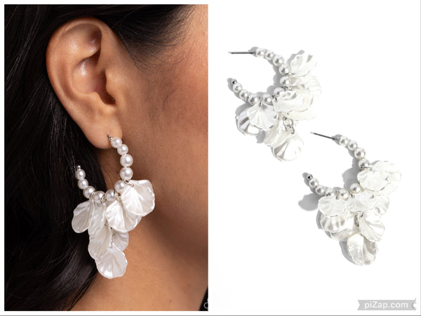 Frilly Feature - White Hoop Earring