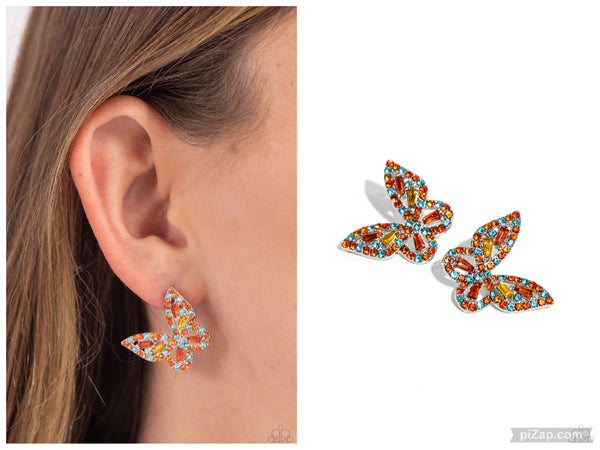 Tilted Takeoff - Orange Post Earring