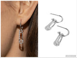 Safety Pin Sentiment - White Hoop Earring