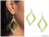 Eloquently Edgy - Green Earring