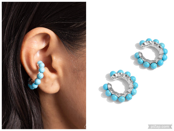 Southwestern Spiral - Blue Cuff Earring