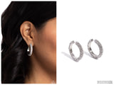 Glowing Praise - White Hoop Earring