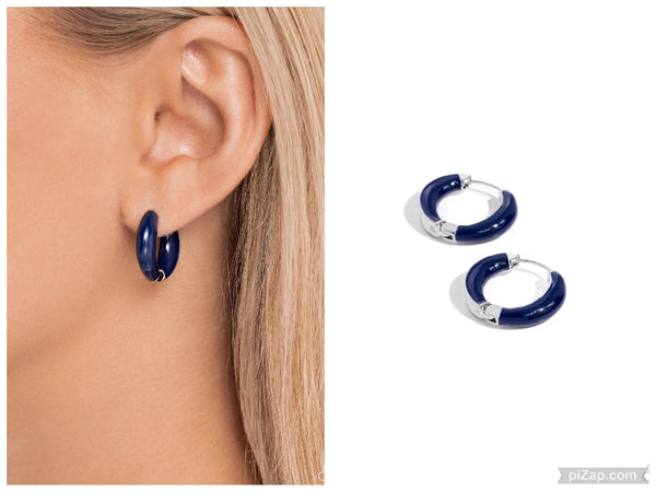 Pivoting Paint - Blue Hinge Hoop Earring