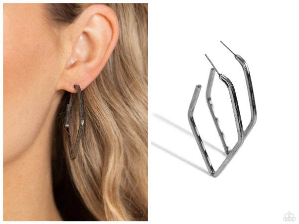 Winning Edge - Black Hoop Earring