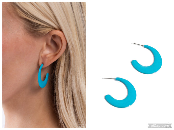 Fun-Loving Feature - Blue Hoop Earring