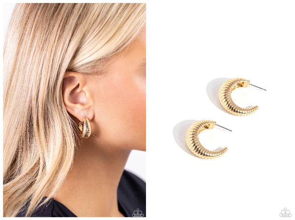 Textured Tenure - Gold Hoop Earring