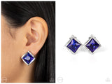 Sparkle Squared - Blue Clip-on Earring