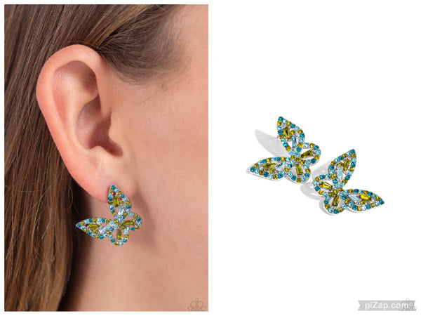 Tilted Takeoff - Green Post Earring