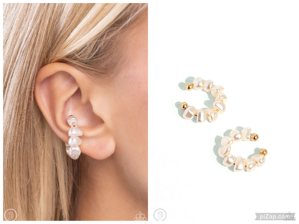 Prehistoric Pearls - Gold Ear Cuff