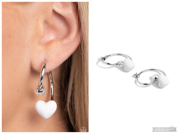 Romantic Representative - White Hoop Earring