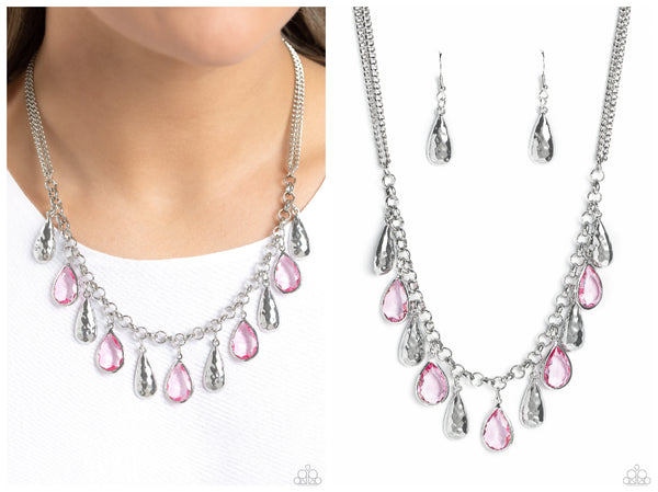 Teardrop Timbre - Pink Necklace