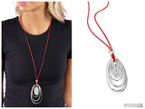 Hammered Hallmark - Red Necklace