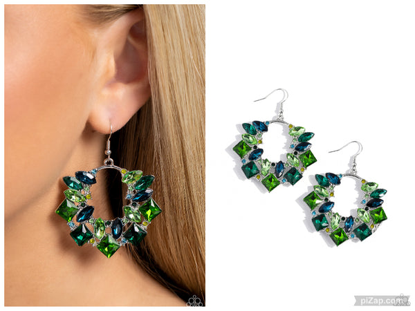 Wreathed in Watercolors - Green Earring