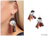 Textured Talisman - Red Earring