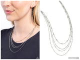 Studded Shimmer - Silver Necklace