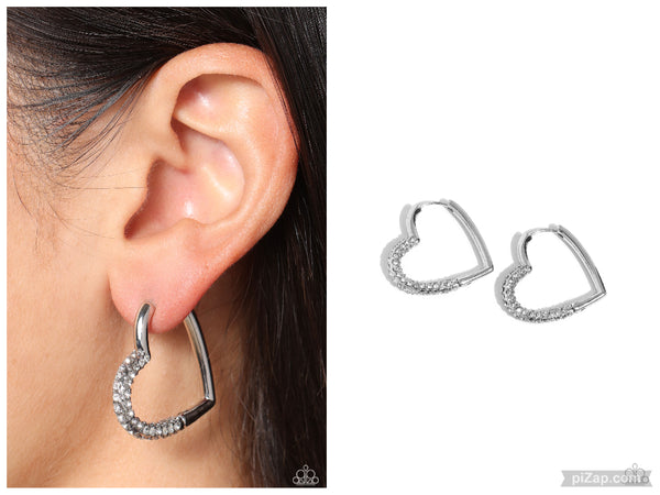 Be Mine, Valentine? - White Hinge Hoop Earring