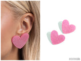 Sparkly Sweethearts - Pink Post Earring